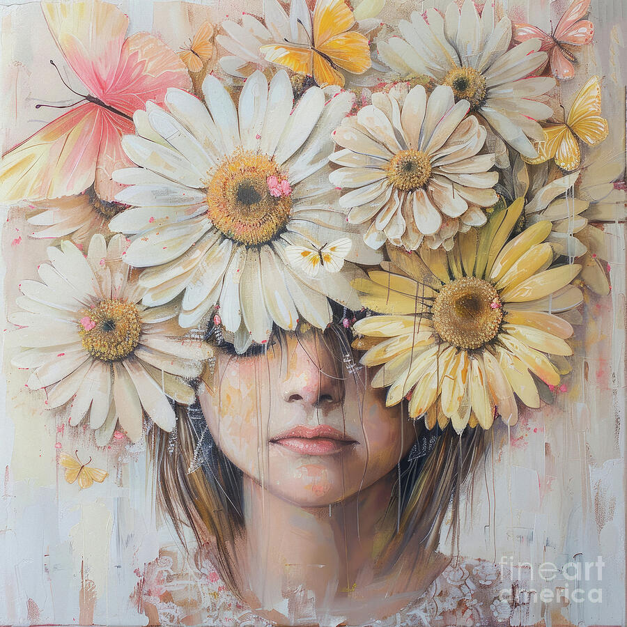 Nature Painting - Daisy Flower Girl by Tina LeCour