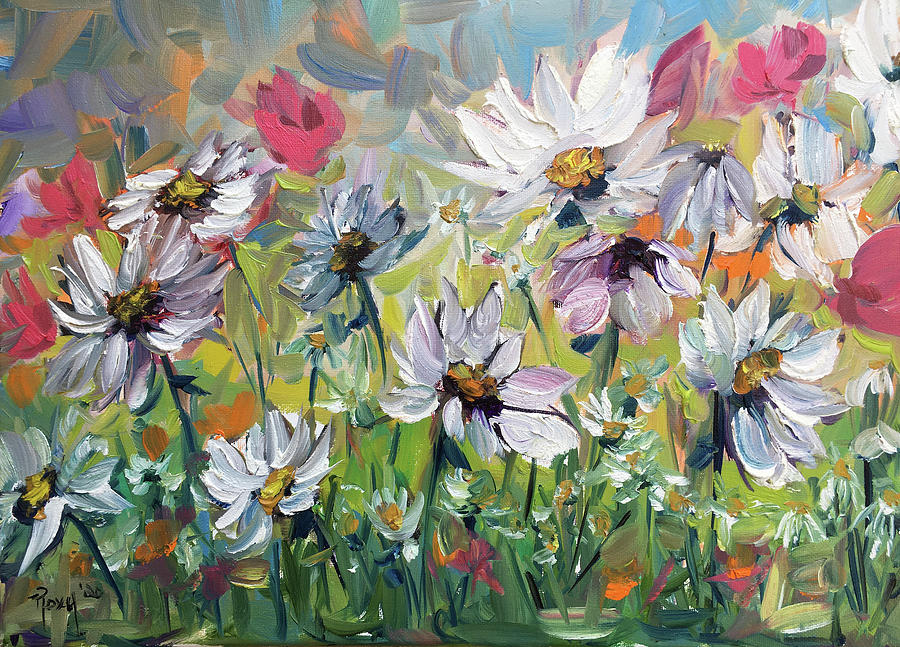 Daisy Garden Painting by Roxy Rich