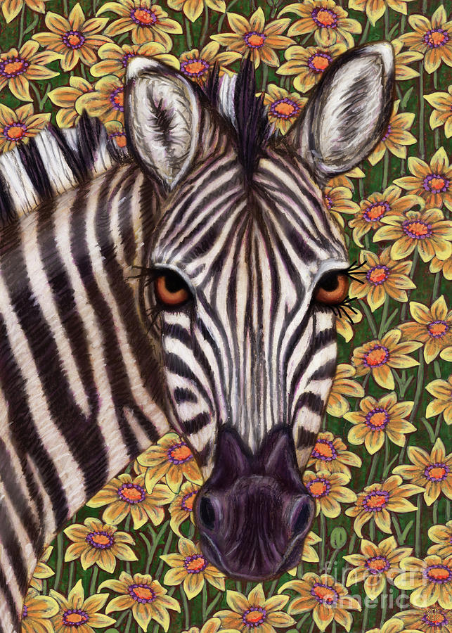 Daisy Garden Zebra Painting by Amy E Fraser
