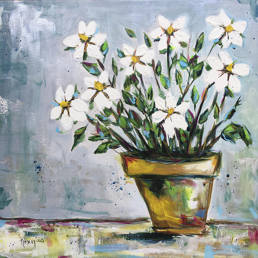 Daisy Gardenias Painting by Roxy Rich