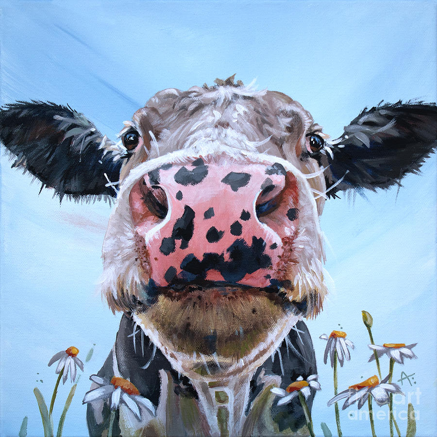 Daisy - Holstein Cow Painting by Annie Troe