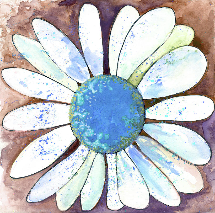 Daisy in Brown and Blue Painting by Michele Fritz