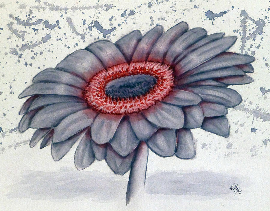Daisy in Grey Painting by Kelly Mills