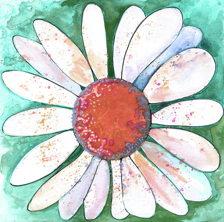 Daisy in Red and Green Painting by Michele Fritz