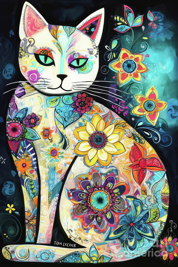 Daisy Kitten Painting by Tina LeCour