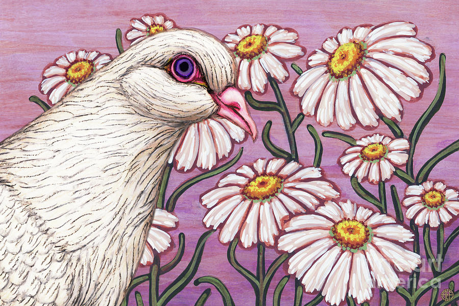 Daisy Meadow Dove Painting by Amy E Fraser