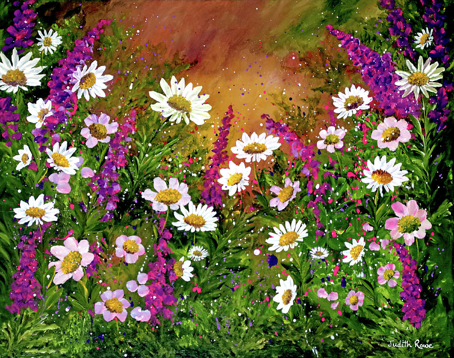 Daisy Meadow Painting by Judith Rowe