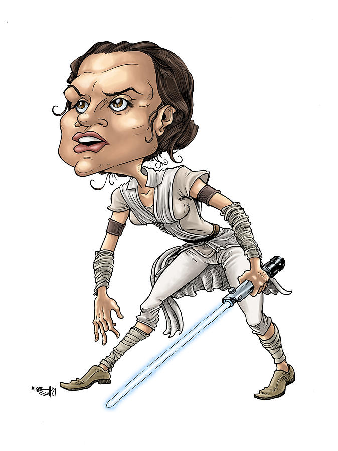Daisy Ridley in color Drawing by Mike Scott