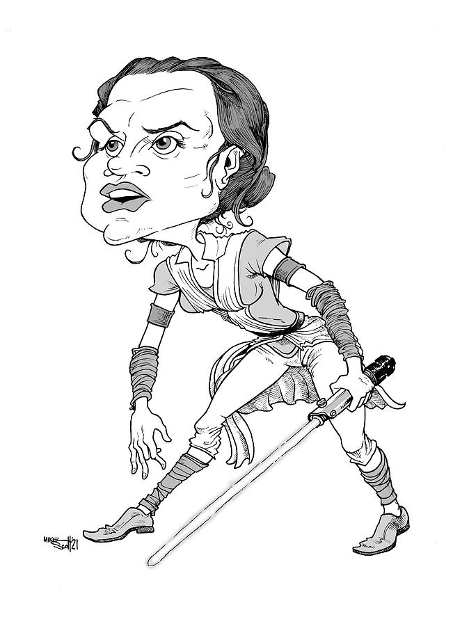 Daisy Ridley Drawing by Mike Scott