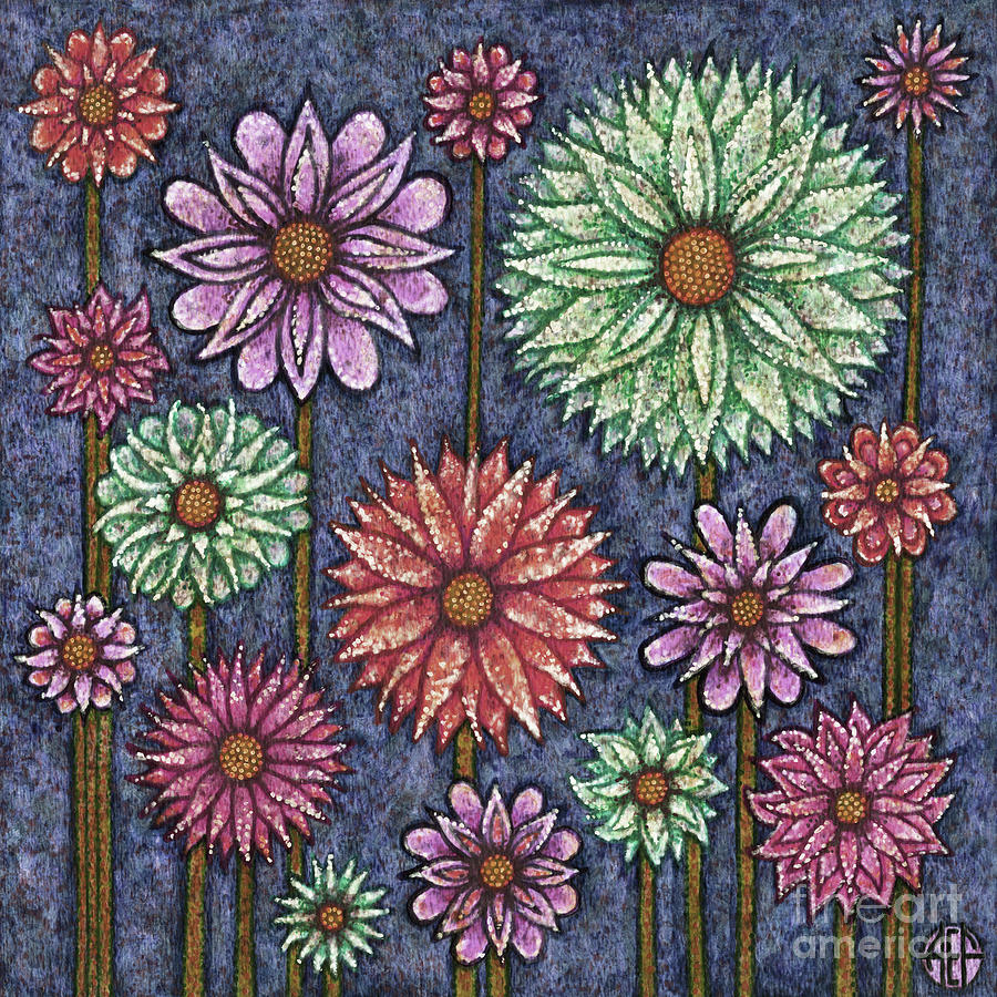 Daisy Tapestry. Blue Mood Painting by Amy E Fraser