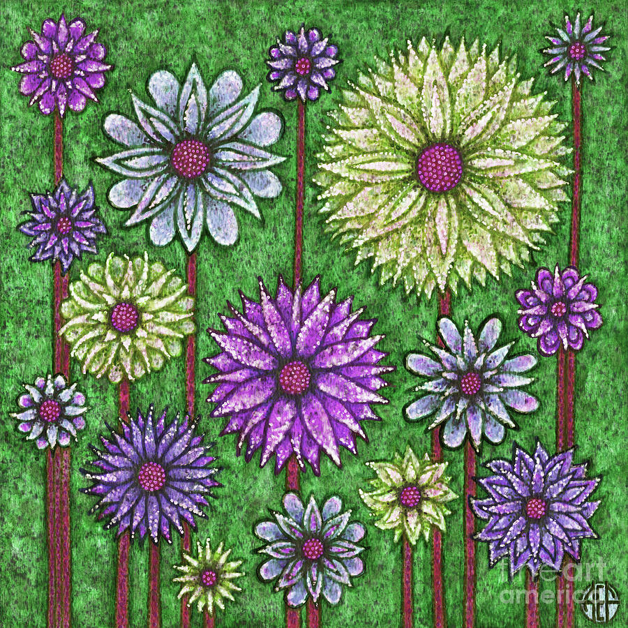 Daisy Tapestry. Green Glow Painting by Amy E Fraser