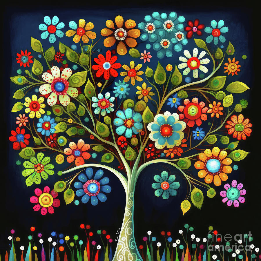 Daisy Tree Of Life Painting by Tina LeCour