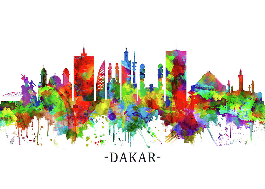 Dakar Senegal Skyline Mixed Media by NextWay Art - Fine Art America
