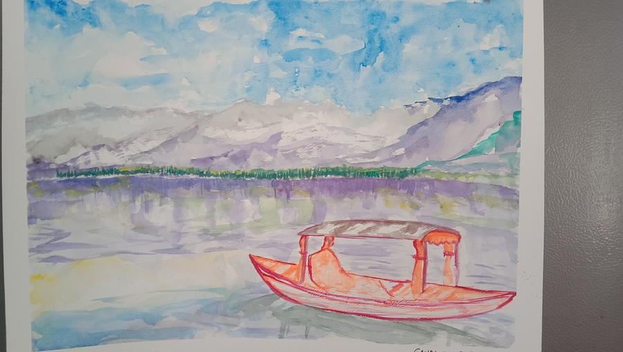 How to draw Dal Lake, Srinagar