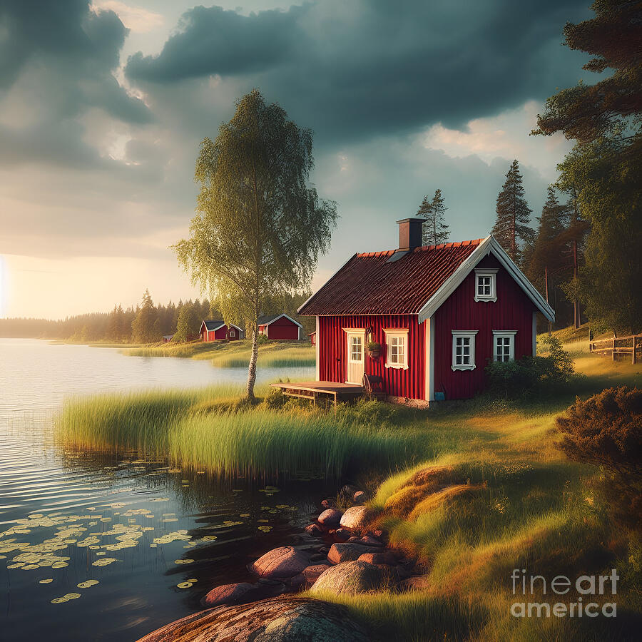 Sunset Digital Art - Dalarna Sweden 16 by Mia-Maria Wikstrom