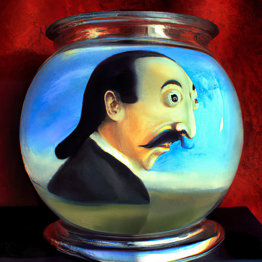 Dali in a Fishbowl Painting by Hillary Kladke