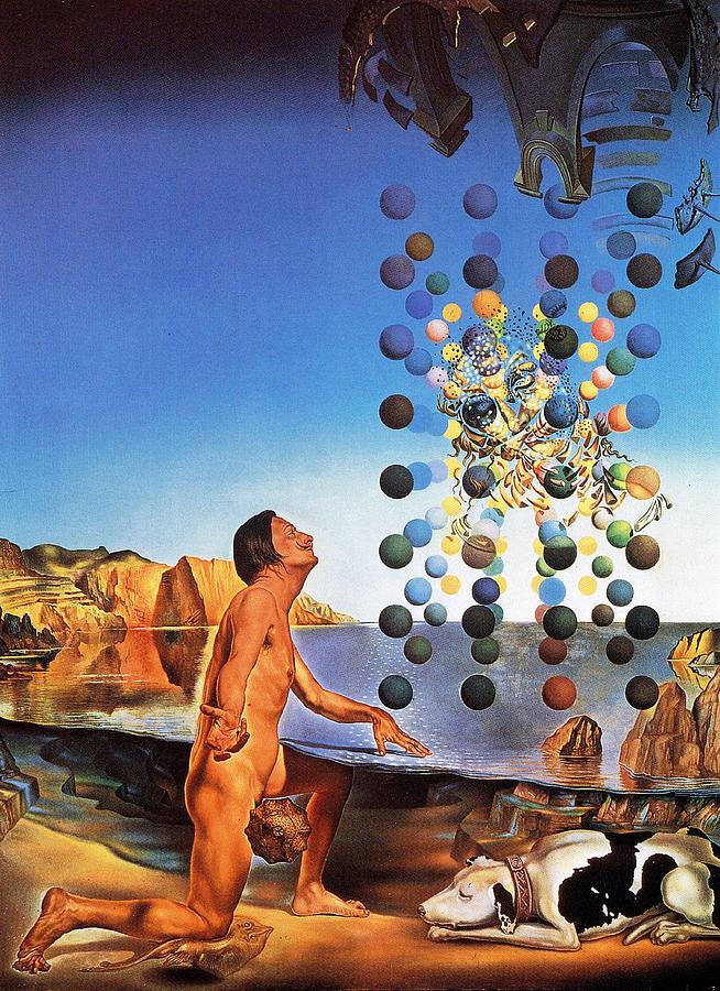 Giraffe Painting - Dali Nude, in Contemplation Before the Five Regular Bodies by Salvador Dali