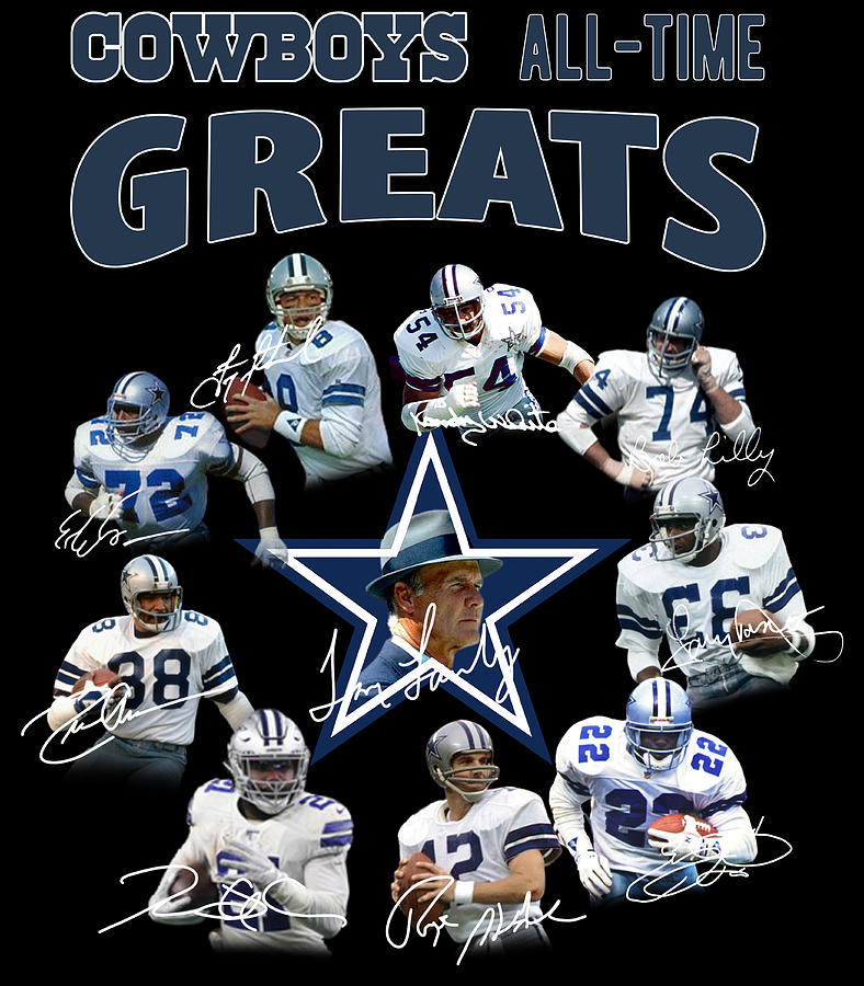 Dallas Cowboys All-time Greats Signatures Digital Art by Th - Fine Art ...