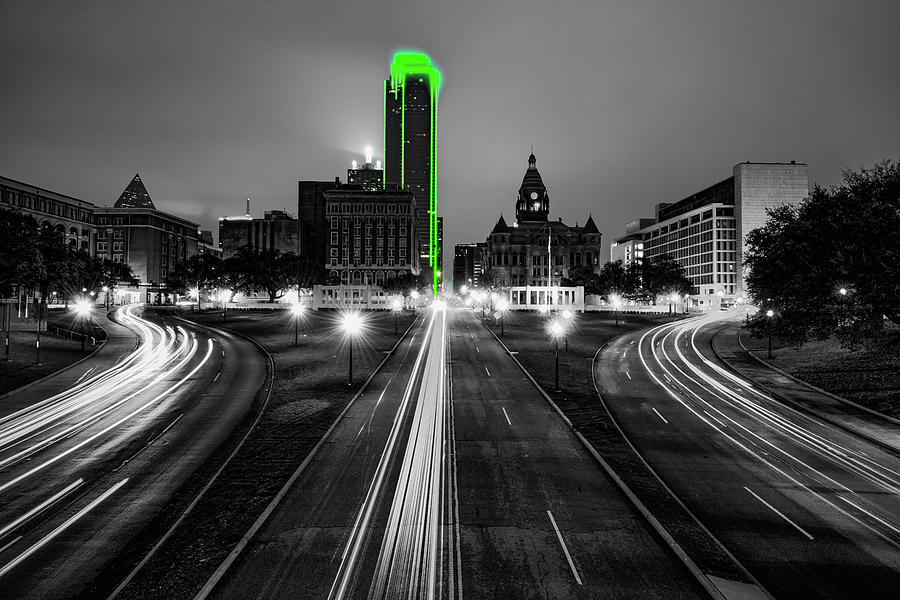 Dallas Skyline Photograph - Dallas Dealey Plaza Skyline and The Pickle in Selective Color by Gregory Ballos