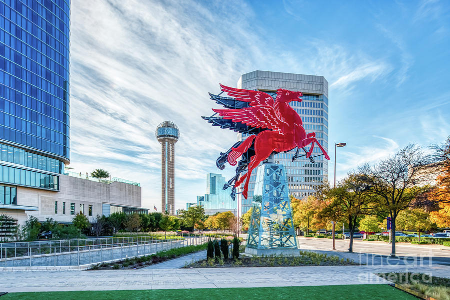 Dallas Neon Red Pegasus Photograph by Bee Creek Photography - Tod and Cynthia