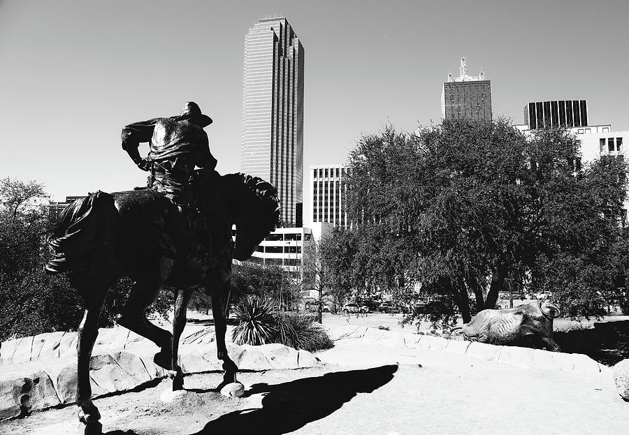 Dallas Pioneer Plaza Black And White Photograph by Dan Sproul