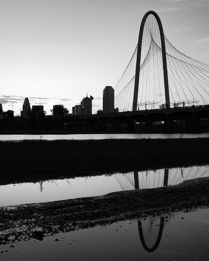 Dallas Skyline And Bridge From The Trinity River Trail - Black And White Edition Photograph by Gregory Ballos