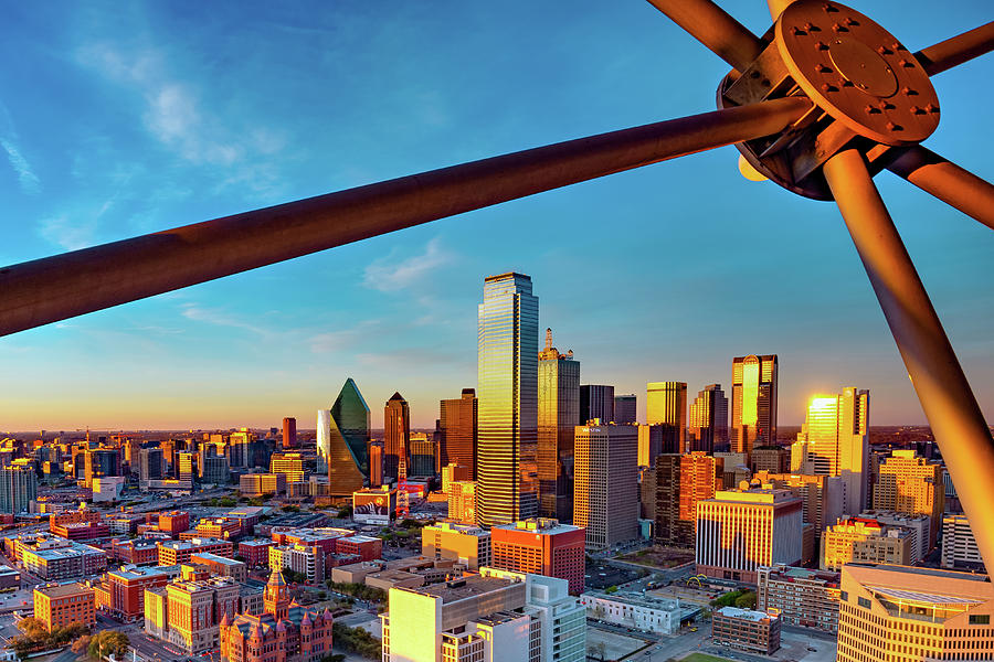Dallas Skyline From The Observation Deck of Reunion Tower at Sunset Photograph by Gregory Ballos