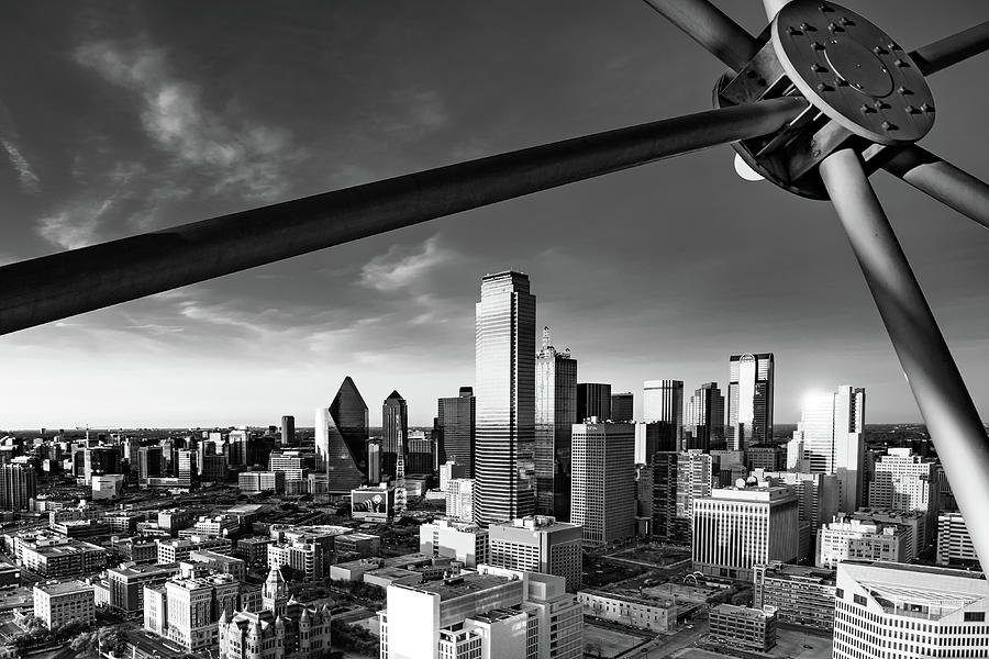Dallas Skyline From The Observation Deck of Reunion Tower in Monochrome Photograph by Gregory Ballos