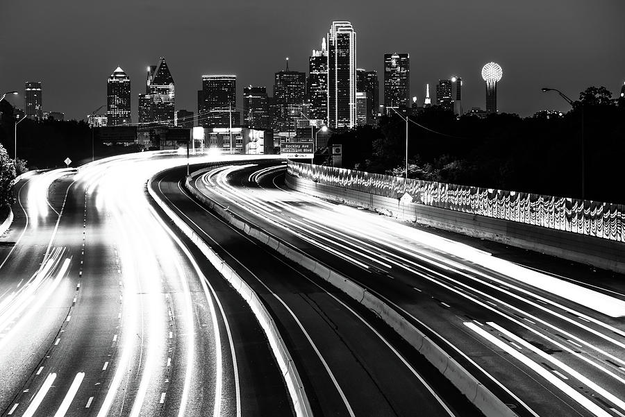 Dallas Skyline High Contrast Monochrome Photograph by Gregory Ballos