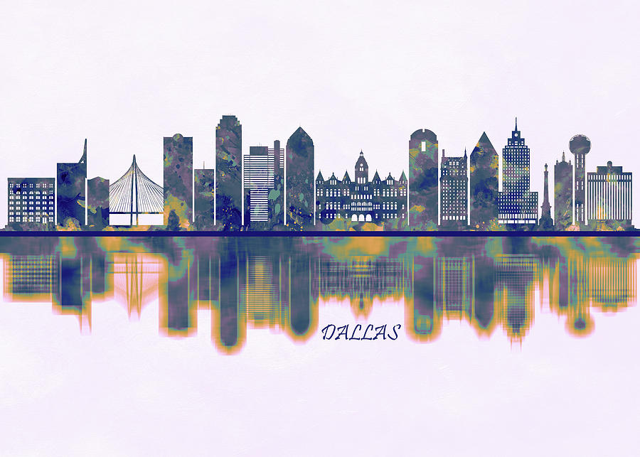 Dallas Skyline Painting by NextWay Art - Pixels