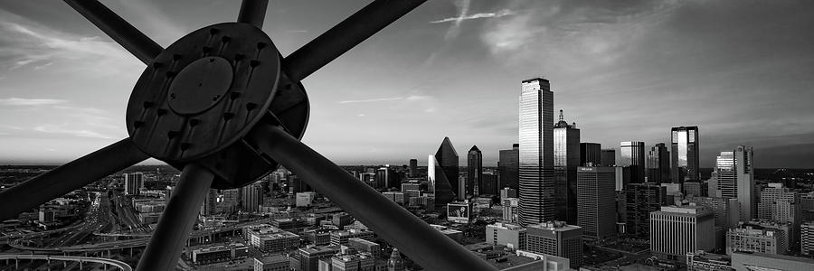 Dallas Skyline Panorama From the Ball - Black and White Edition Photograph by Gregory Ballos