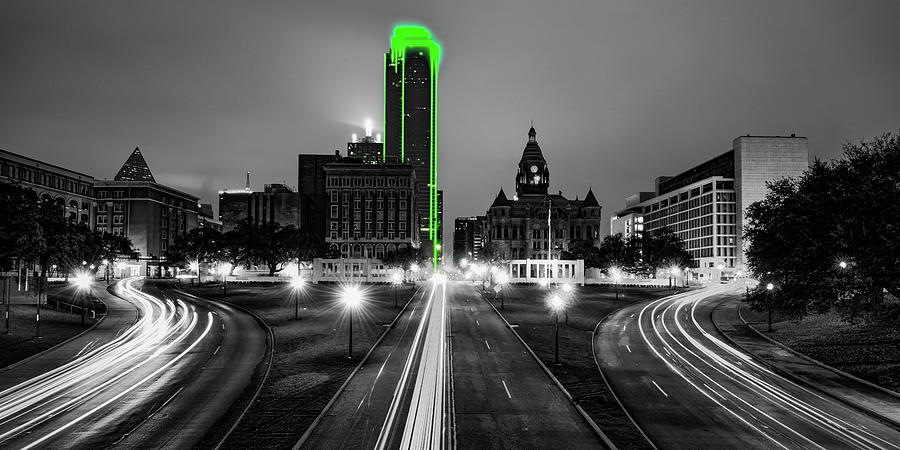 Dallas Skyline Panorama Over Dealey Plaza in Selective Color Photograph by Gregory Ballos