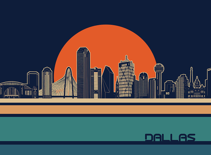 Dallas Skyline Retro 3 Digital Art
