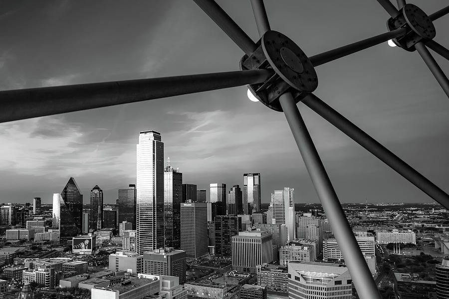 Dallas Texas Bw Skyline From Reunion Tower Photograph