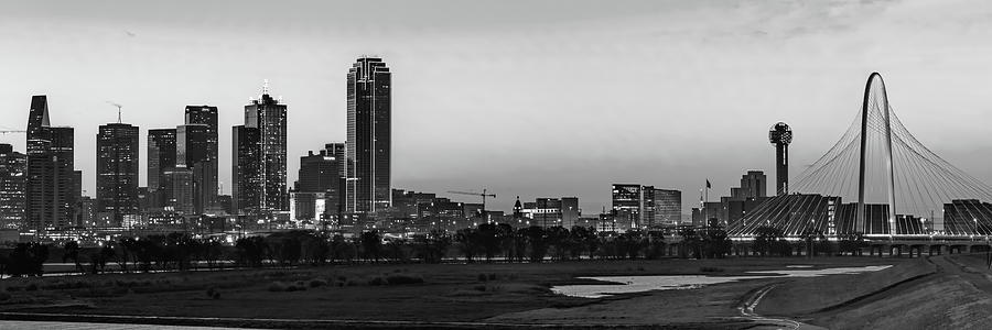 Dallas Texas City Black And White Skyline Panorama Photograph by Gregory Ballos