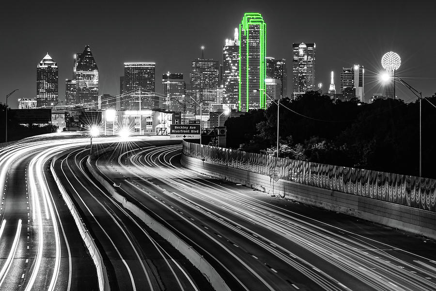 Dallas Texas City Skyline With Green Selective Coloring Photograph by Gregory Ballos