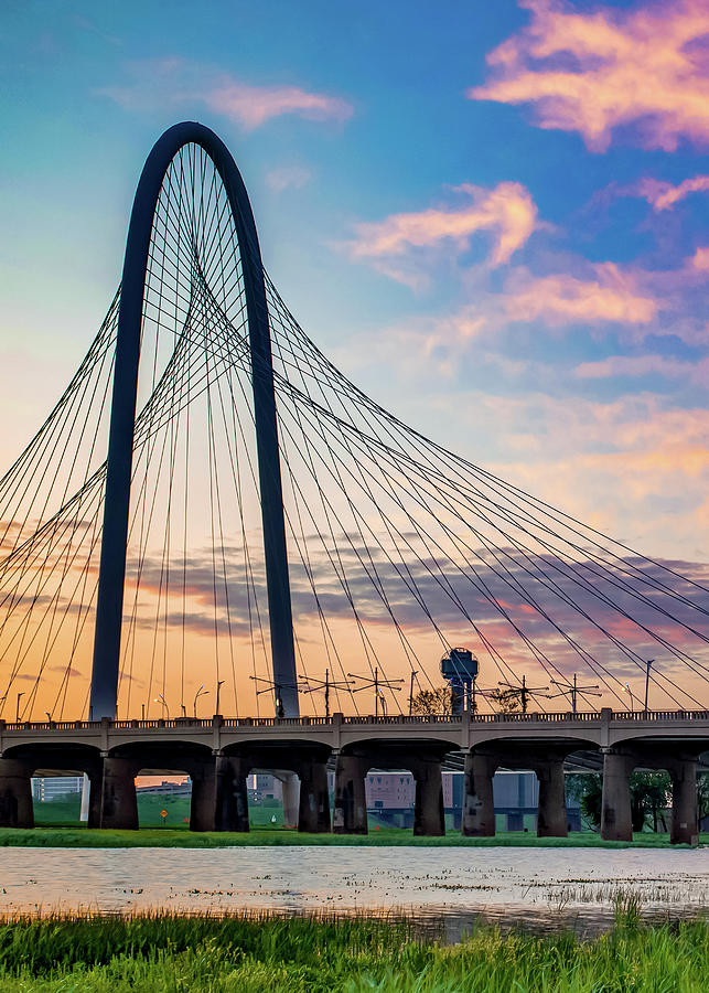 Dallas Skyline Photograph - Dallas Texas Margaret Hunt Hill Bridge and Reunion Tower From Trinity River Trail by Gregory Ballos