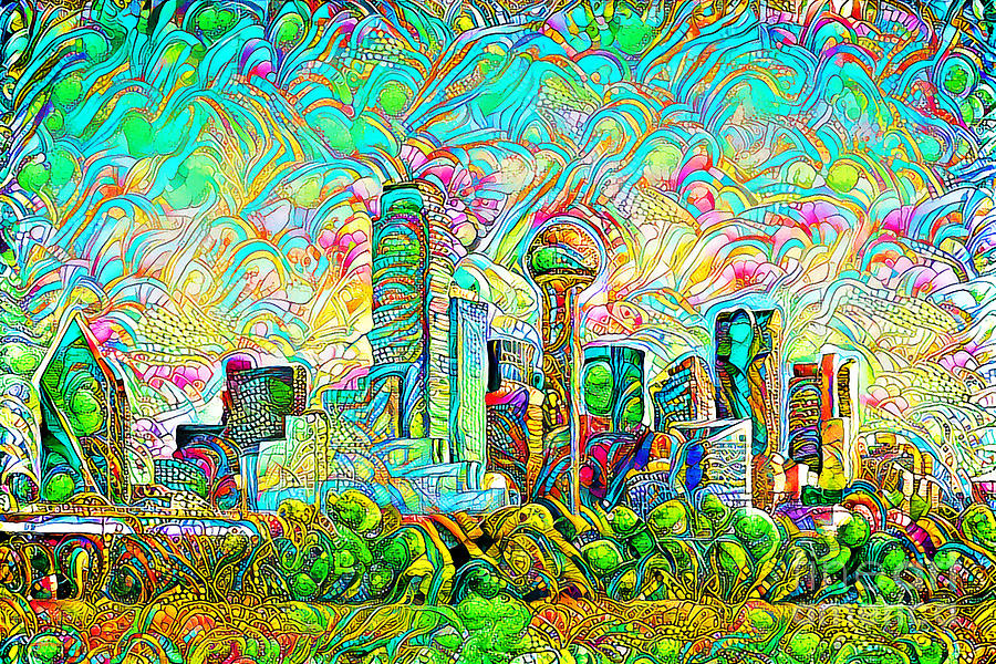 Dallas Texas Skyline in Contemporary Vibrant Colorful Motif 20200509 Photograph by Wingsdomain Art and Photography
