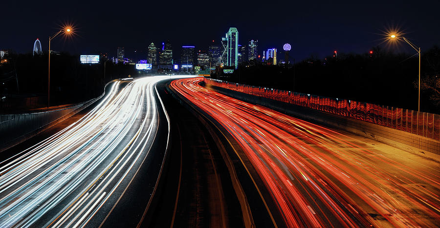 Dallas Traffic At Night Photograph by Dan Sproul