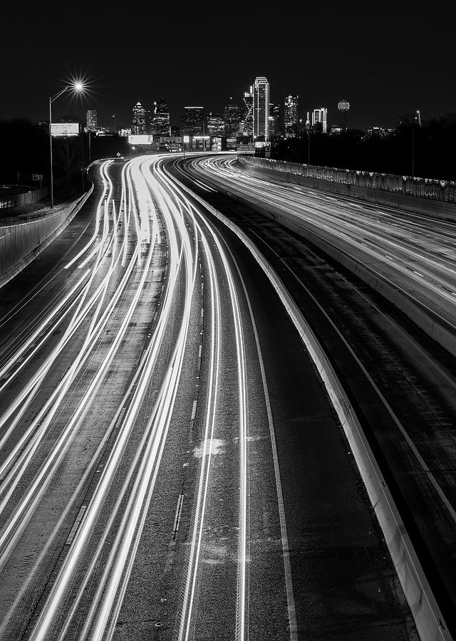 Dallas Skyline Photograph - Dallas Traffic Black And White by Dan Sproul