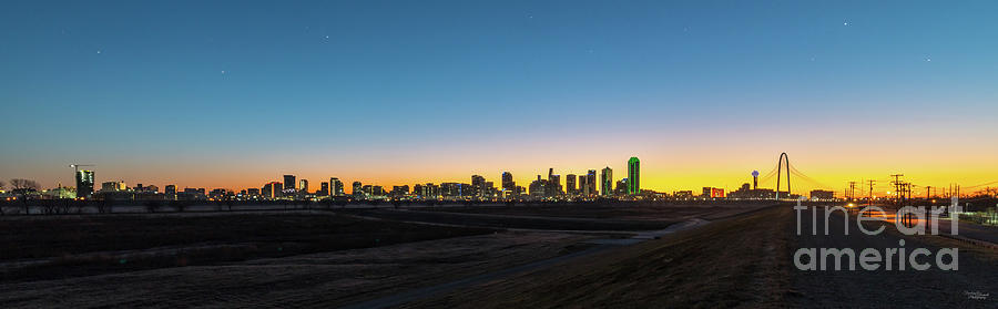 Dallas TX Skyline Twilight Wide Pano Photograph by Jennifer White