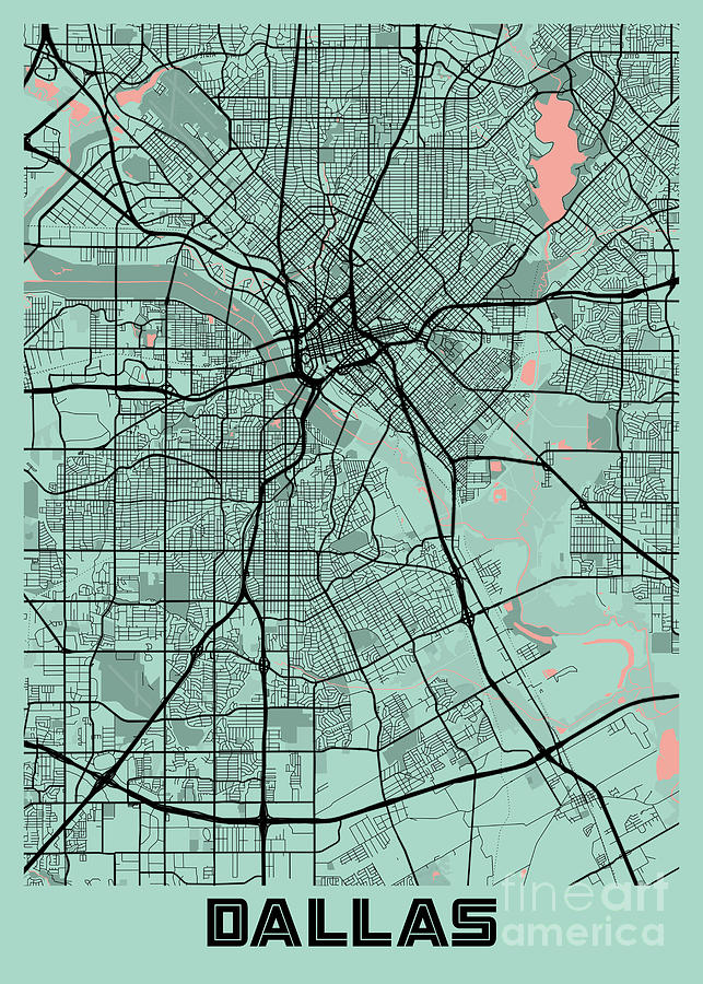 Dallas United States Peony City Map Tien Stencil 