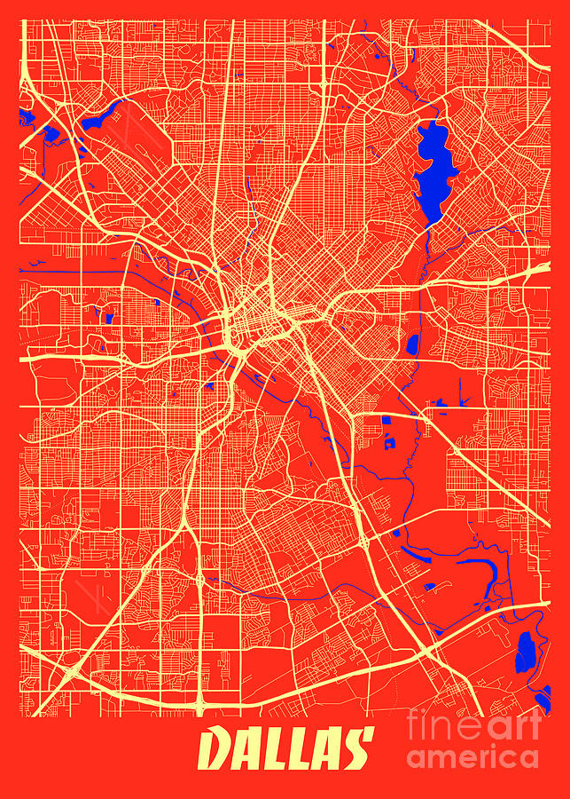 Dallas United States Retro City Map Digital Art By Tien Stencil Pixels 0235