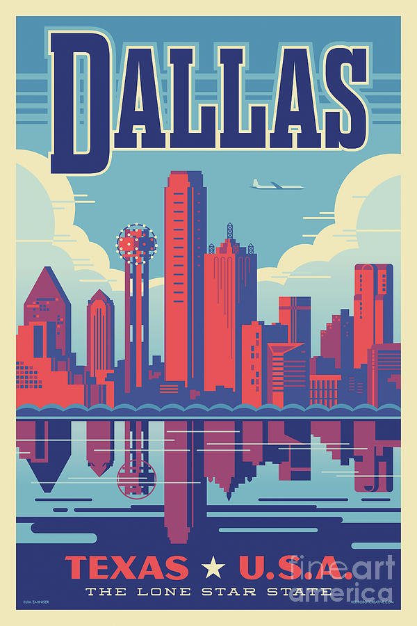 Dallas Vintage Style Travel Poster  Digital Art by Jim Zahniser