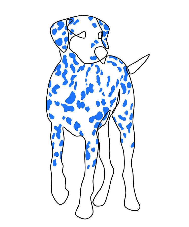 Dalmatian Dog One Line with Blue Dots Digital Art by Jindra Noewi