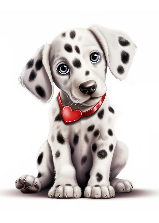 Valentines Day Photograph - Dalmatian Puppy Dog With Red Heart Collar by Good Focused