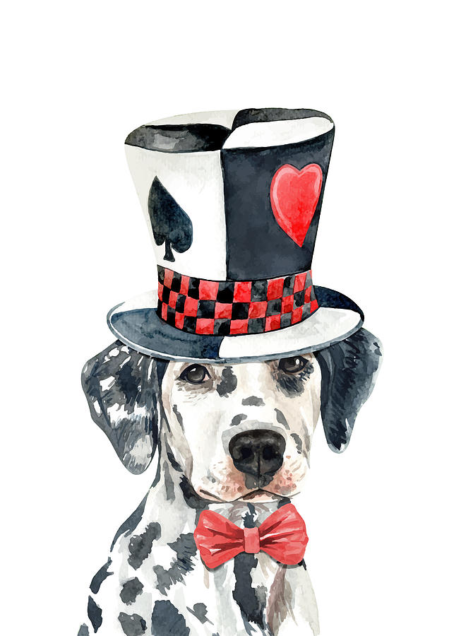 Dalmatian With Hat Painting by Miki De Goodaboom