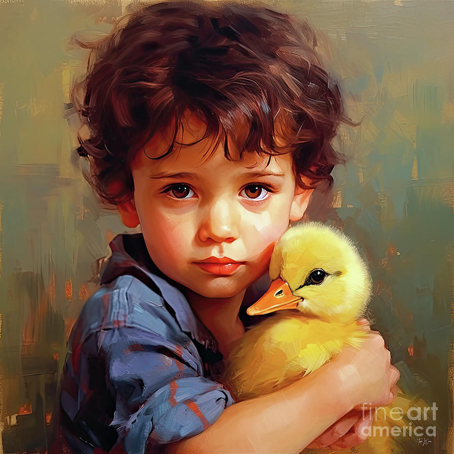 Dalton And His Duckling Painting by Tina LeCour