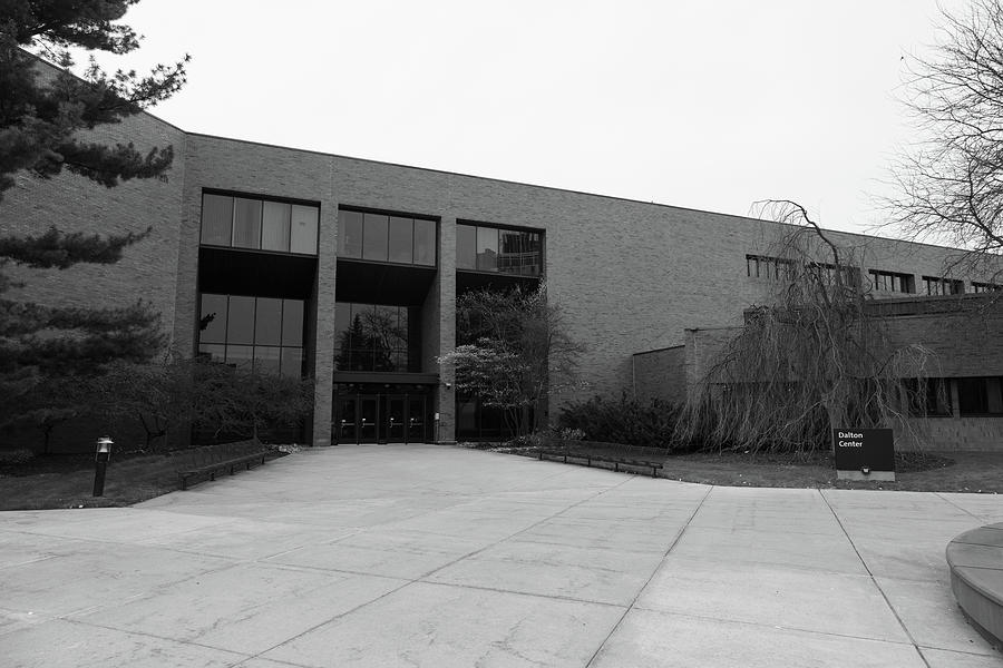 Dalton Center at Western Michigan University in black and white Photograph by Eldon McGraw