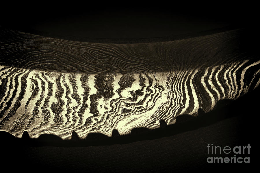 Abstract Photograph - Damascus Pattern on a Karambit Knife in sepia by Paul Ward